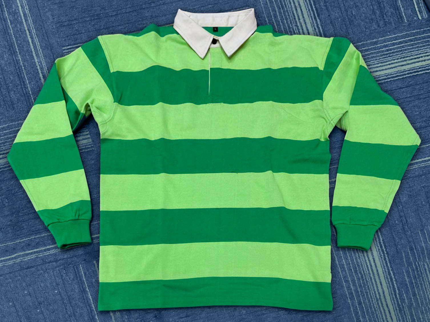 Green striped cheap polo shirt